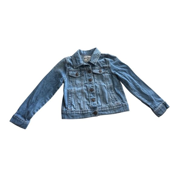 Oshkosh Bgosh Kids Light Blue Denim Jacket 6/6X Button-Up 100% Cotton Size 6